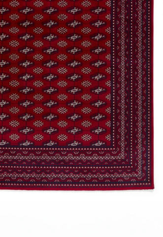 Dubai 62096 Traditional Patterned Border Rugs in Red - Pattern Detail 