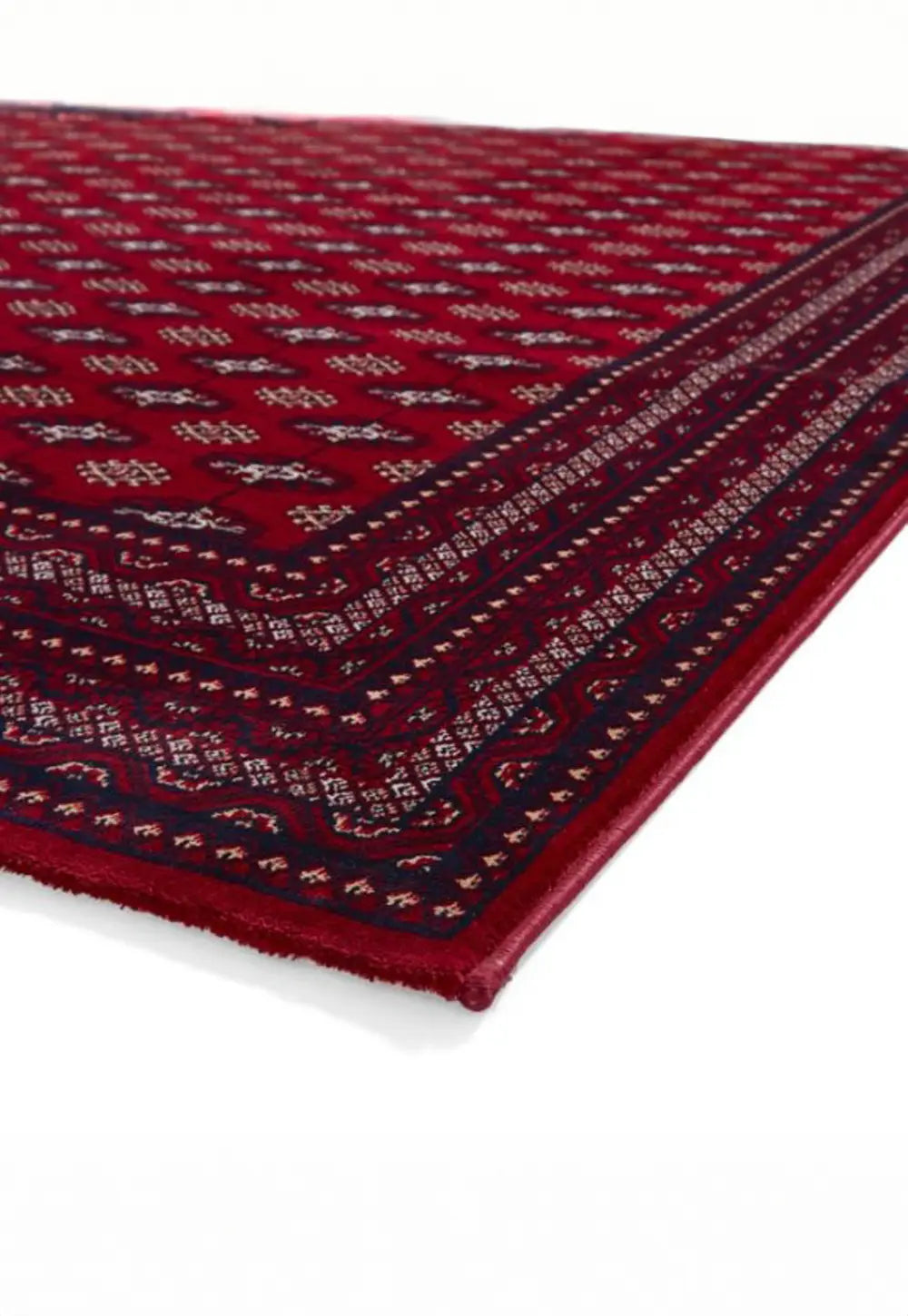 Dubai 62096 Traditional Patterned Border Rugs in Red - Corner of Rug 