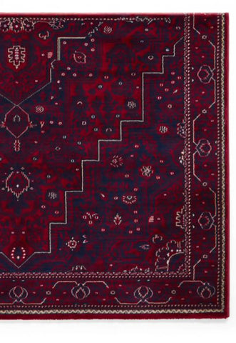 Dubai 62101 Traditional Patterned Border Rugs in Red - Border Detail