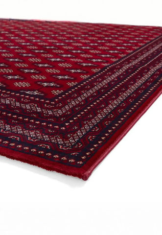 Dubai 62096 Traditional Patterned Border Rugs in Red - Corner of Rug 