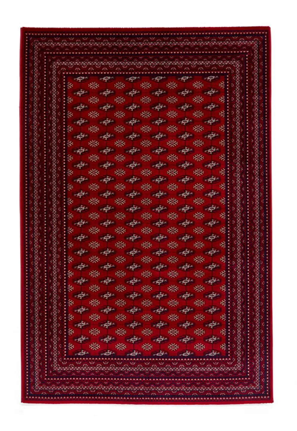 Dubai 62096 Traditional Patterned Border Rugs in Red - Main Image 