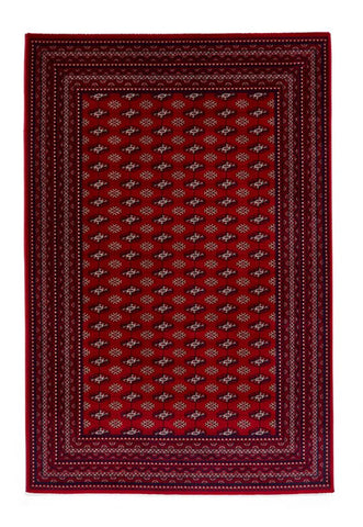 Dubai 62096 Traditional Patterned Border Rugs in Red - Main Image 