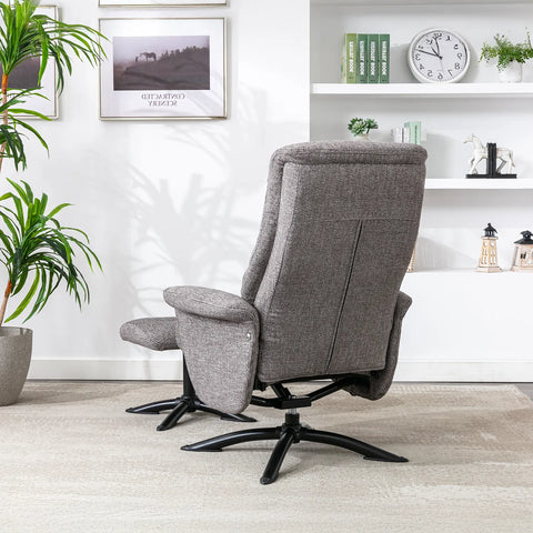 Durham Swivel Recliner and Stool – Beige - Pendle Village Furniture