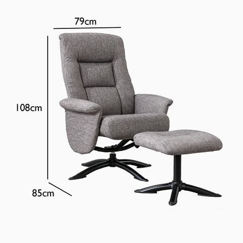 Durham Swivel Recliner and Stool – Beige - Pendle Village Furniture