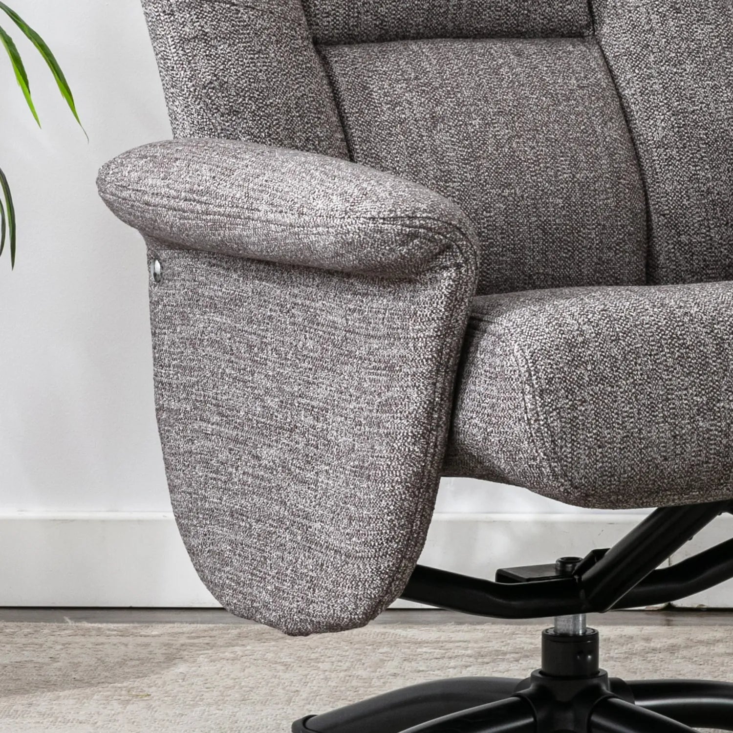 Durham Swivel Recliner and Stool – Beige - Pendle Village Furniture