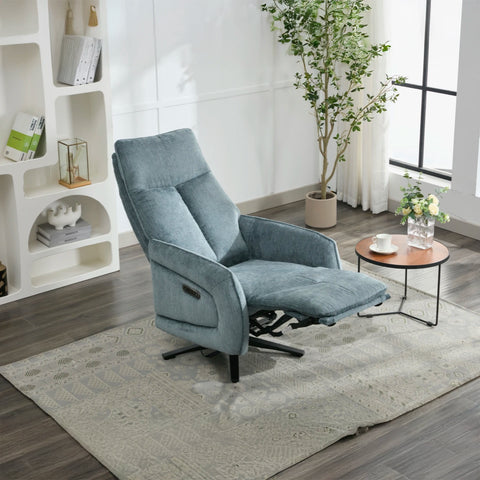 Dussel Arona Blue Fabric Triple Motor Swivel Recliner Chair - Pendle Village Furniture