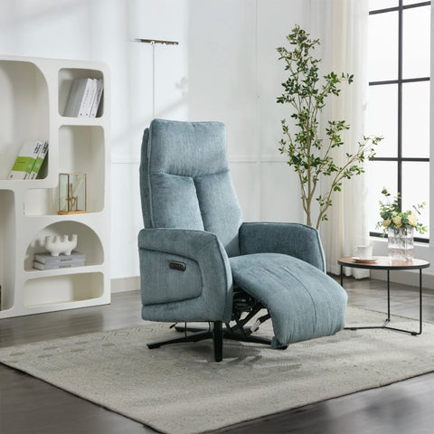 Dussel Arona Blue Fabric Triple Motor Swivel Recliner Chair - Pendle Village Furniture