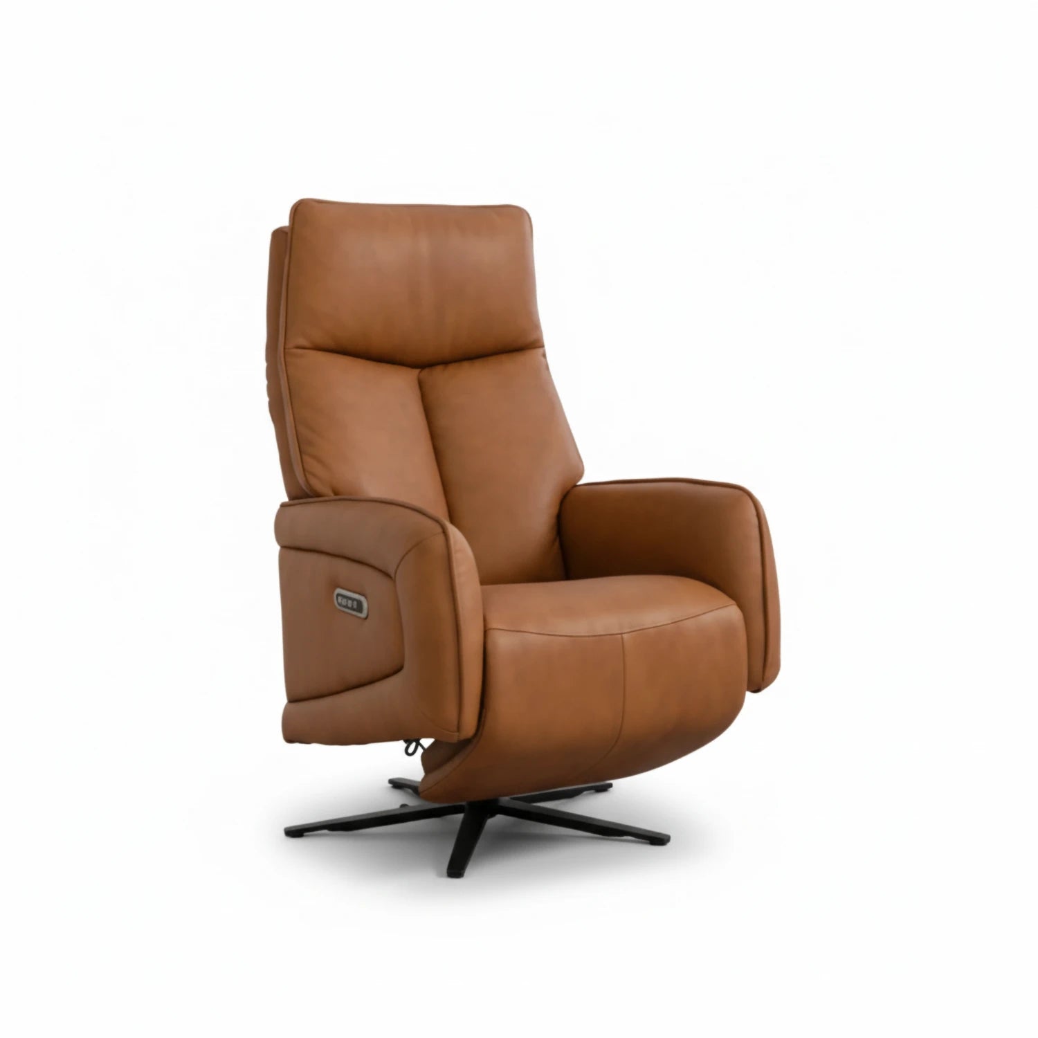 Dussel Camel Half Leather Triple Motor Swivel Recliner Chair - Pendle Village Furniture