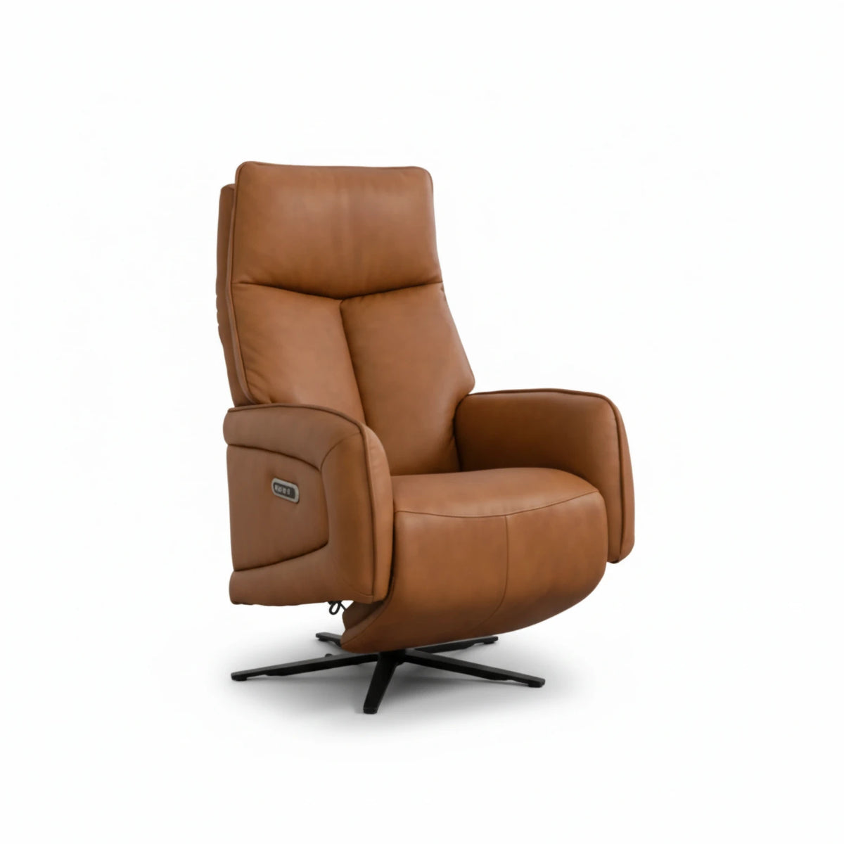 Dussel Camel Half Leather Triple Motor Swivel Recliner Chair - Pendle Village Furniture