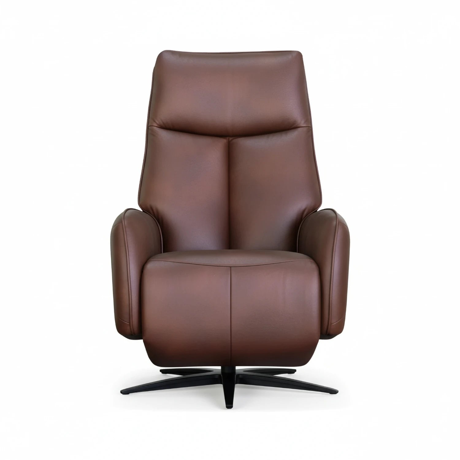 Dussel Dark Brown Half Leather Triple Motor Swivel Recliner Chair - Pendle Village Furniture