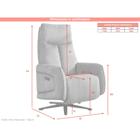 Dussel Rabbit Fabric Triple Motor Swivel Recliner Chair - Pendle Village Furniture