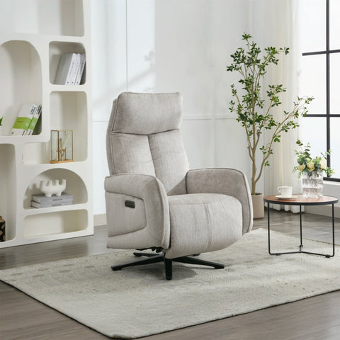Dussel Rabbit Fabric Triple Motor Swivel Recliner Chair - Pendle Village Furniture