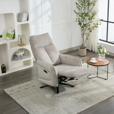 Dussel Rabbit Fabric Triple Motor Swivel Recliner Chair - Pendle Village Furniture