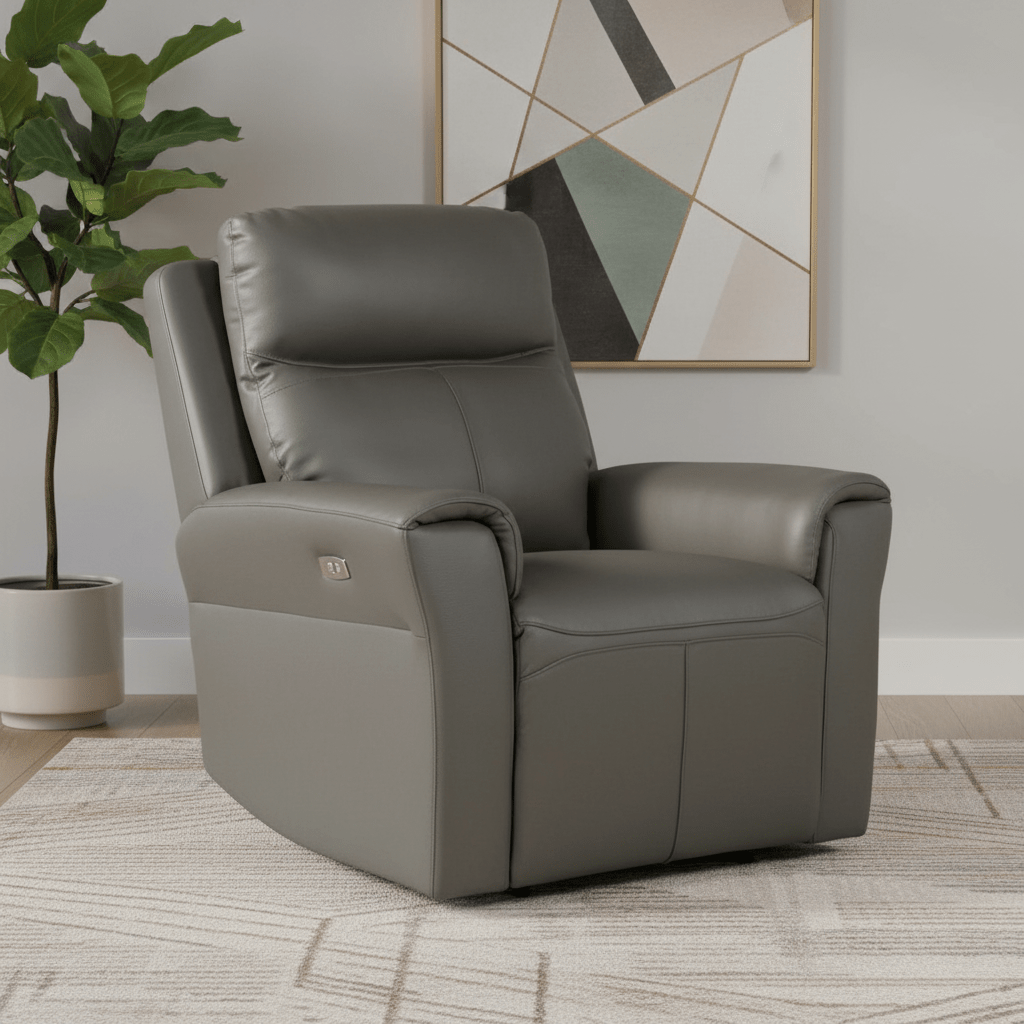 Dylan Grey Electric Leather Recliner Arm Chair