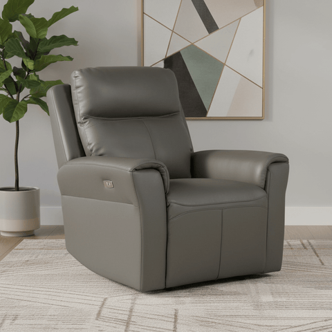 Dylan Grey Electric Leather Recliner Arm Chair
