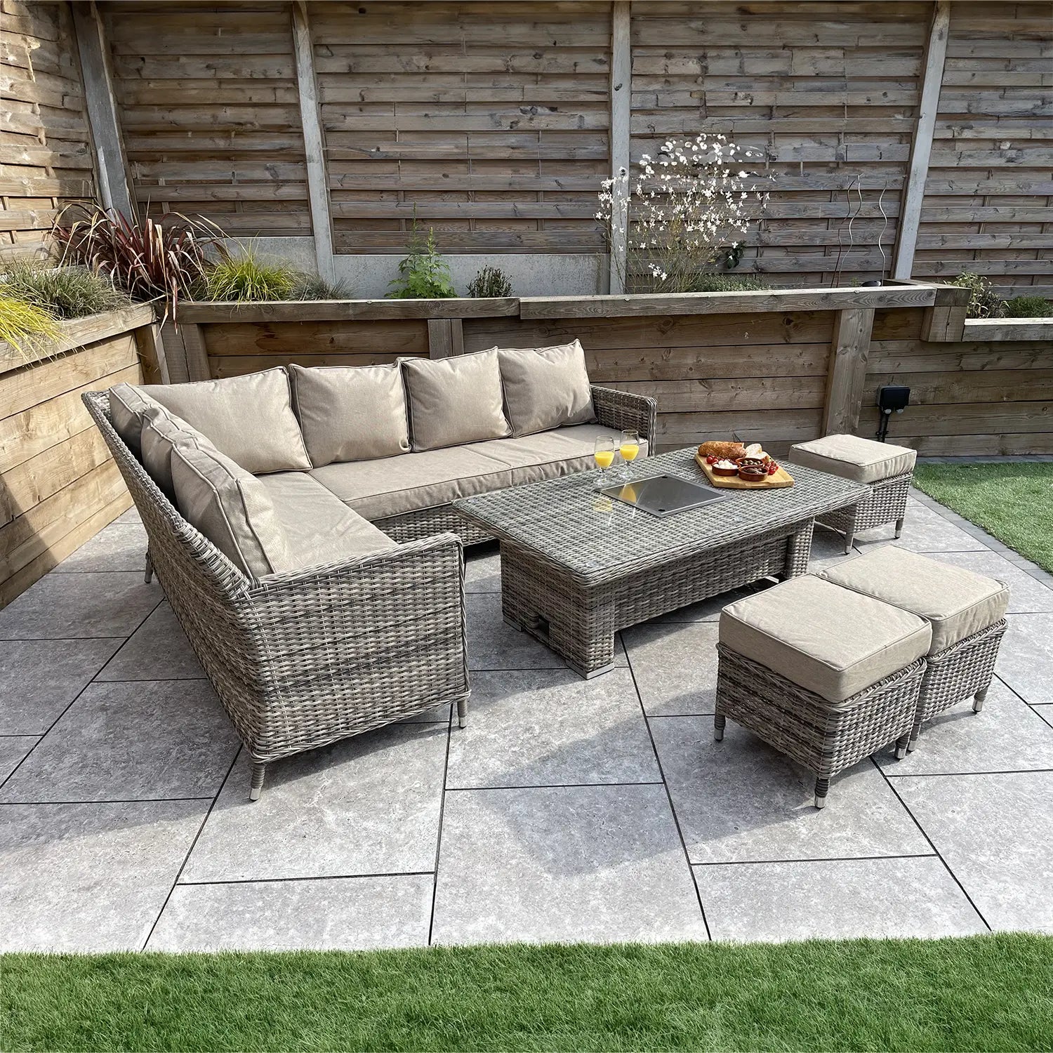 Get Edwina Corner Dining with Lift Table Mixed Nature Weave Pendle Village Furniture