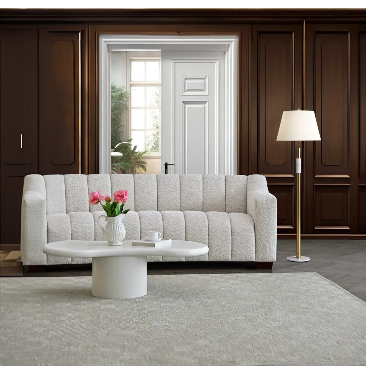 Paloma 3 Seater Sofa in Oatmeal Boucle - Pendle Village Furniture