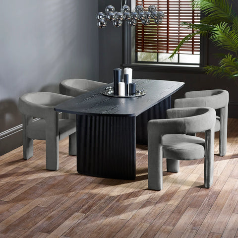 Bonnie Grey Textured Fabric Dining Chairs – Set of 2 - Pendle Village Furniture