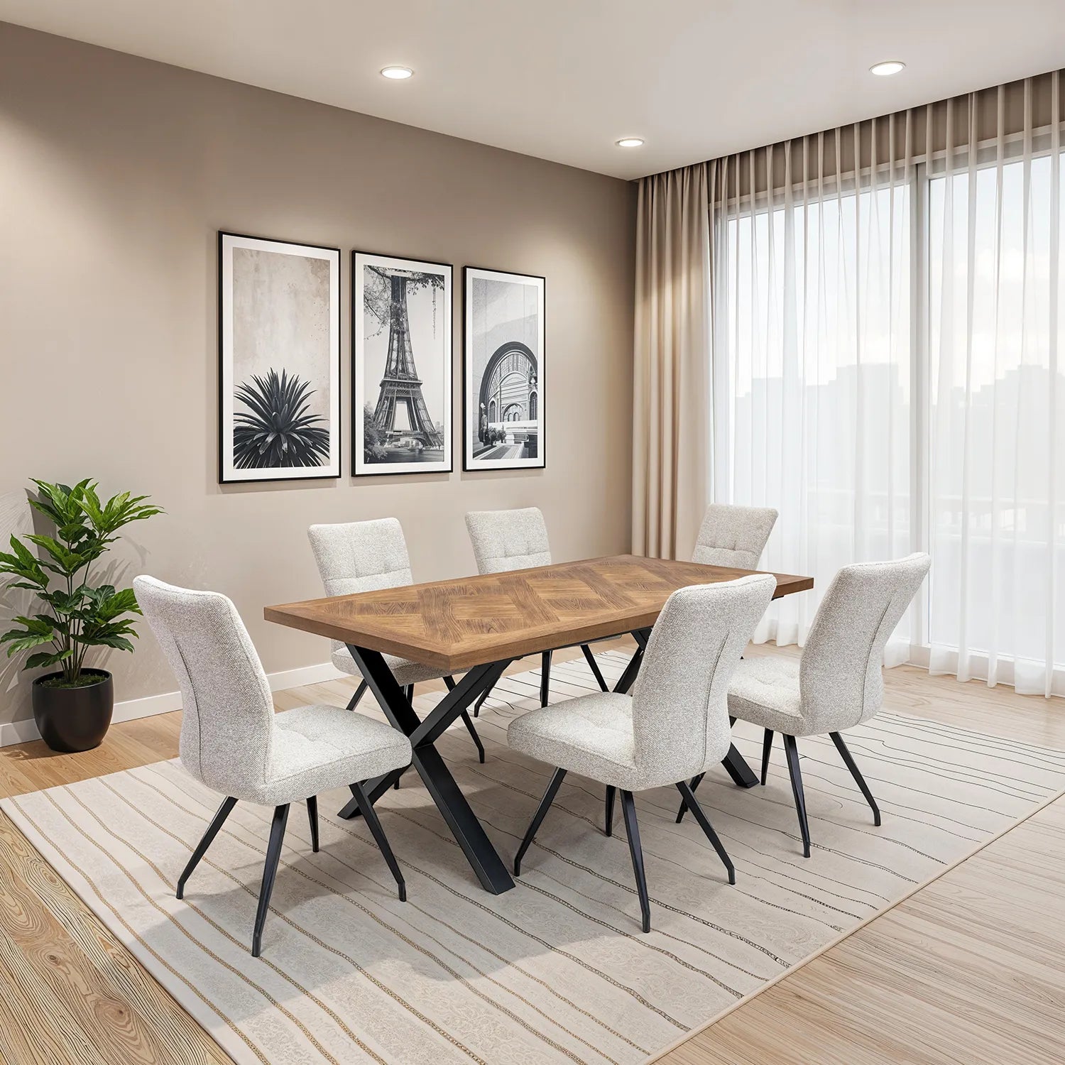 Ellison Cobble Natural Fabric Dining Chair – Set of 4 - Pendle Village Furniture