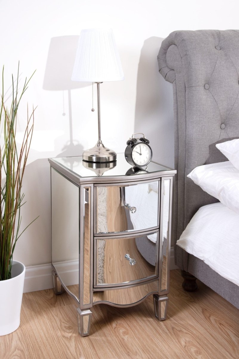 Aurelia 2 Drawer Glass Bedside Table - Pendle Village Furniture