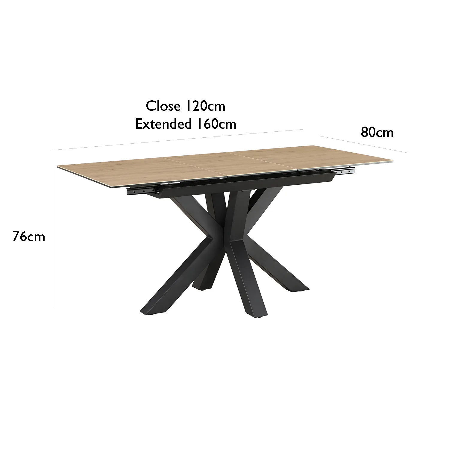 Kastonia 1.2M Wood Effect Sintered Stone Extending Dining Table