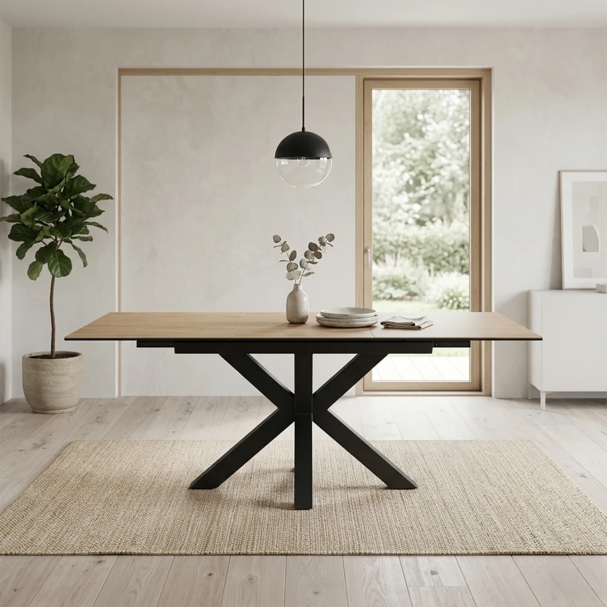 Kastonia 1.4M Wood Effect Sintered Stone Extending Dining Table