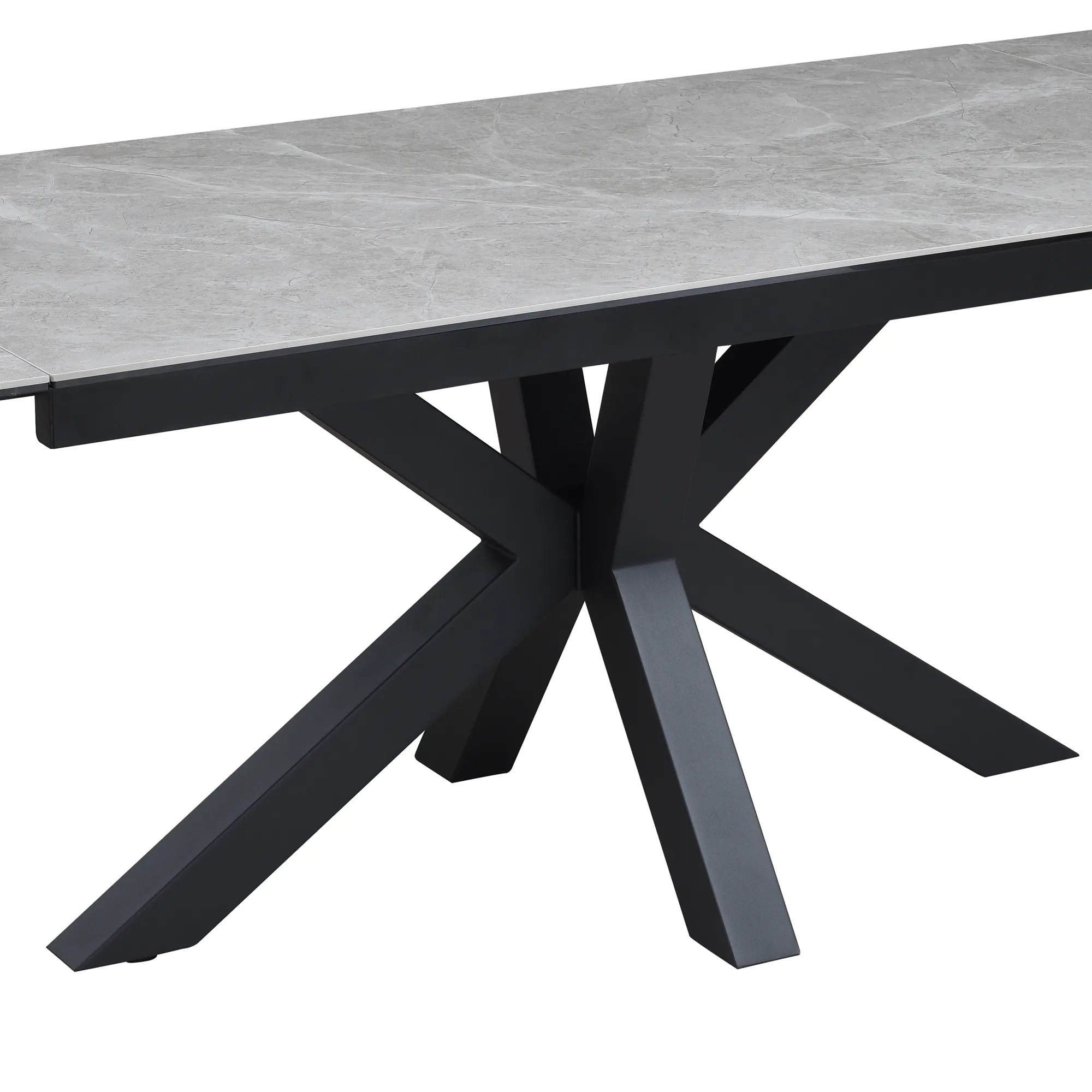 Kastonia 160-240cm Kamite Grey Sintered Stone Extending Dining Table