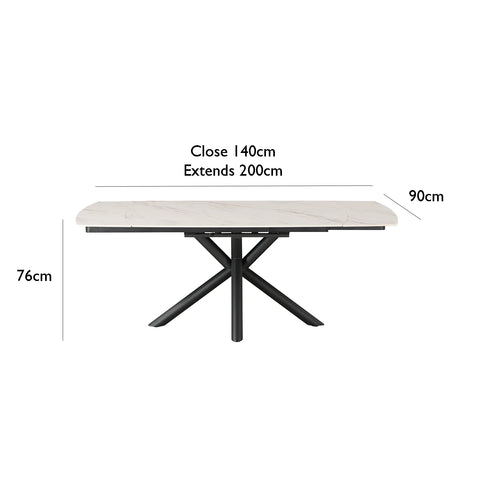 Galini 140–200cm White & Gold Sintered Stone Swivel Extending Dining Table - Pendle Village Furniture