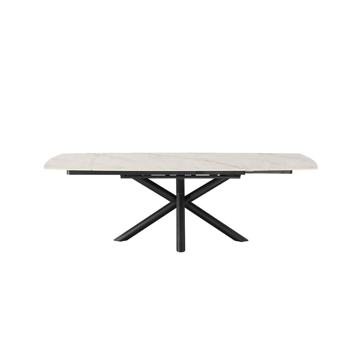 Galini 160-240cm White & Gold Sintered Stone Swivel Extending Dining Table