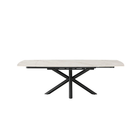 Galini 160-240cm White & Gold Sintered Stone Swivel Extending Dining Table
