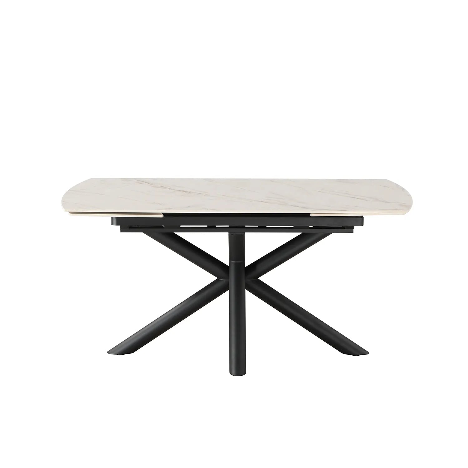 Galini 160-240cm White & Gold Sintered Stone Swivel Extending Dining Table