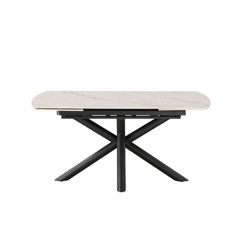 Galini 160-240cm White & Gold Sintered Stone Swivel Extending Dining Table