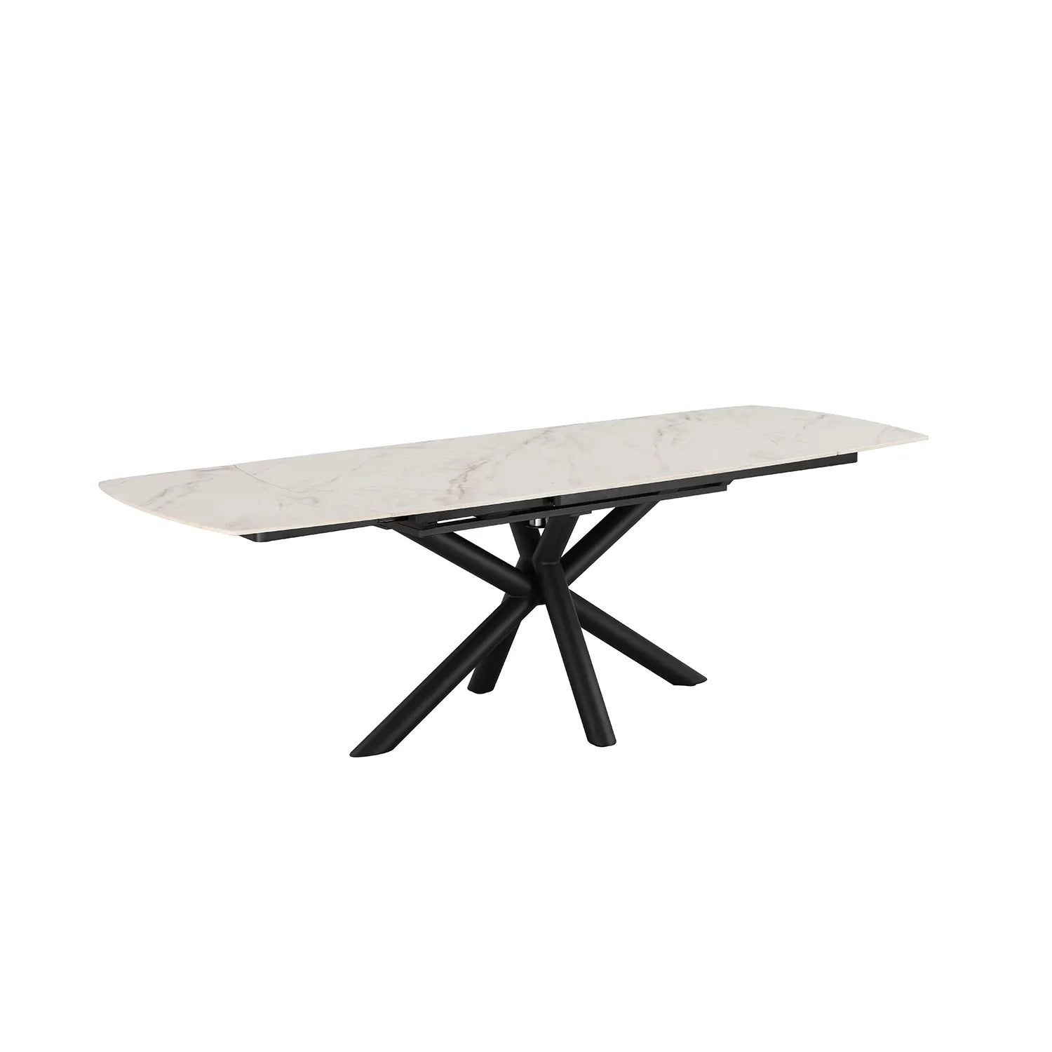 Galini 160-240cm White & Gold Sintered Stone Swivel Extending Dining Table