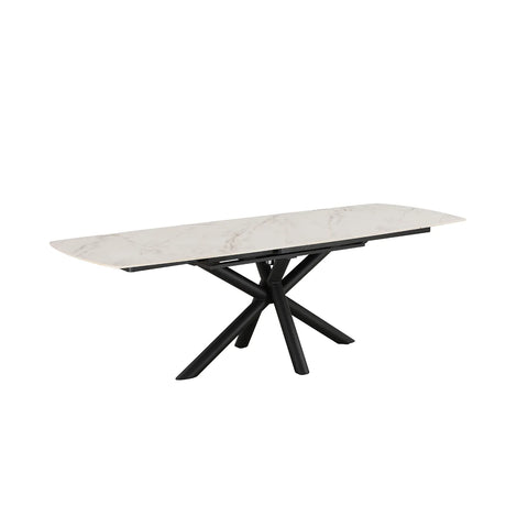 Galini 160-240cm White & Gold Sintered Stone Swivel Extending Dining Table