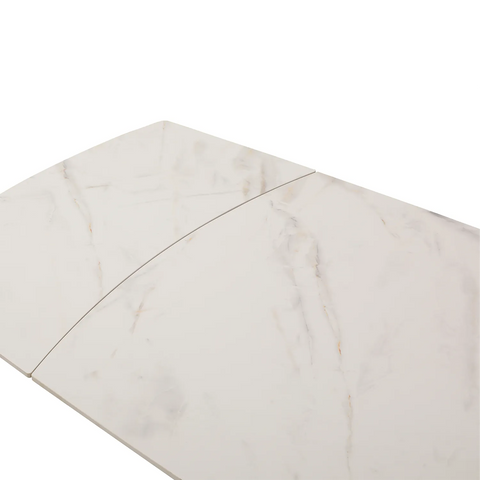 Galini 160-240cm White & Gold Sintered Stone Swivel Extending Dining Table