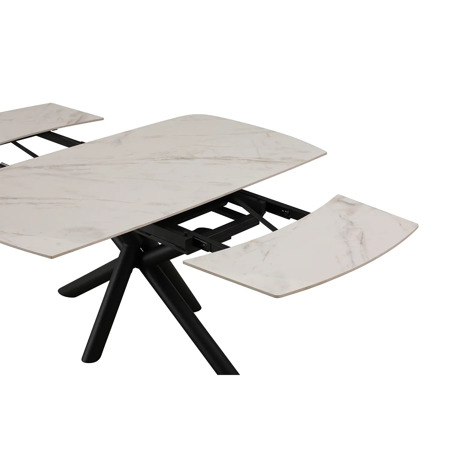 Galini 160-240cm White & Gold Sintered Stone Swivel Extending Dining Table