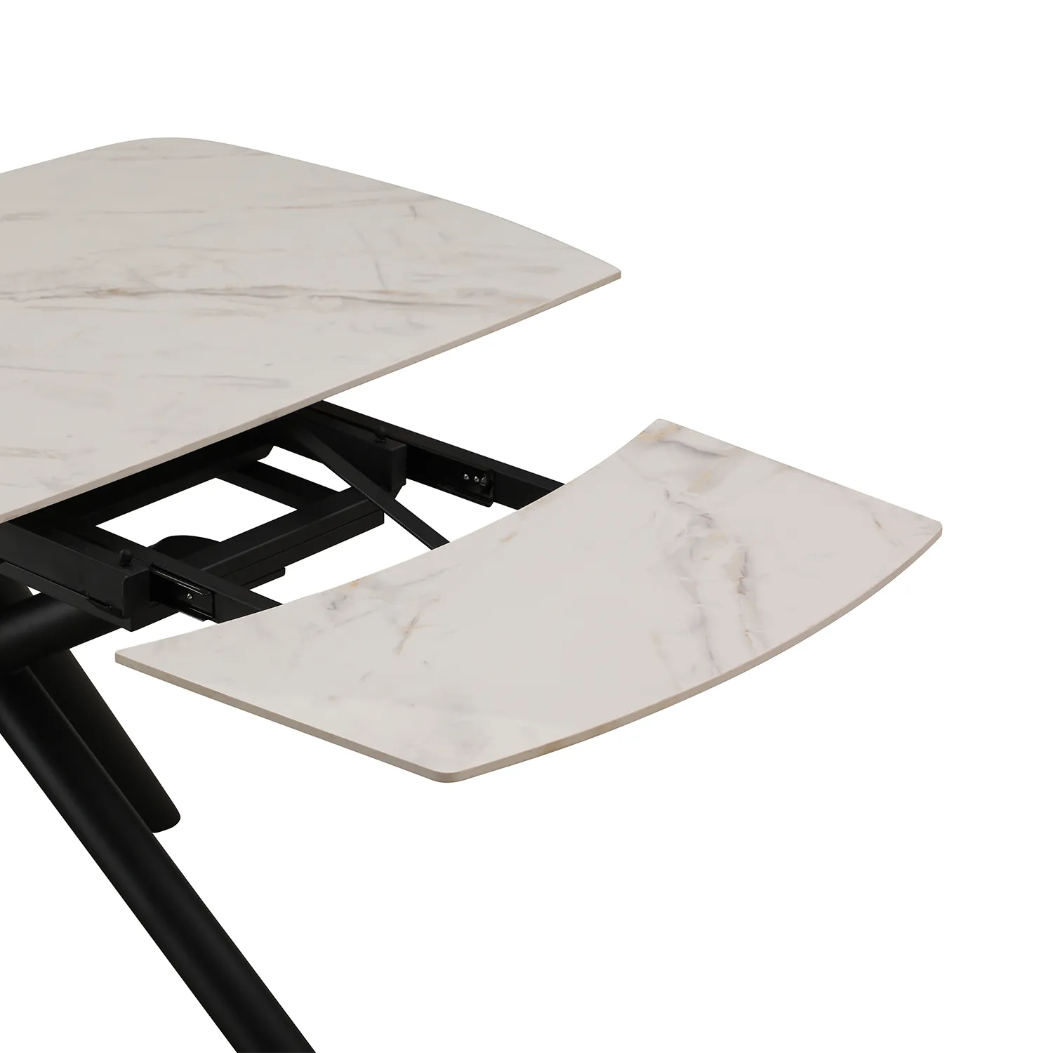 Galini 160-240cm White & Gold Sintered Stone Swivel Extending Dining Table