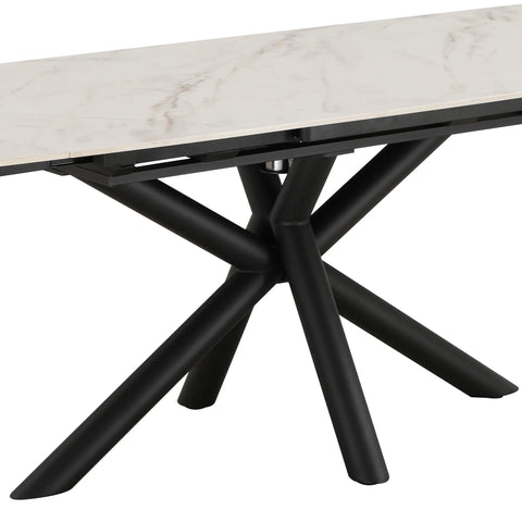 Galini 160-240cm White & Gold Sintered Stone Swivel Extending Dining Table