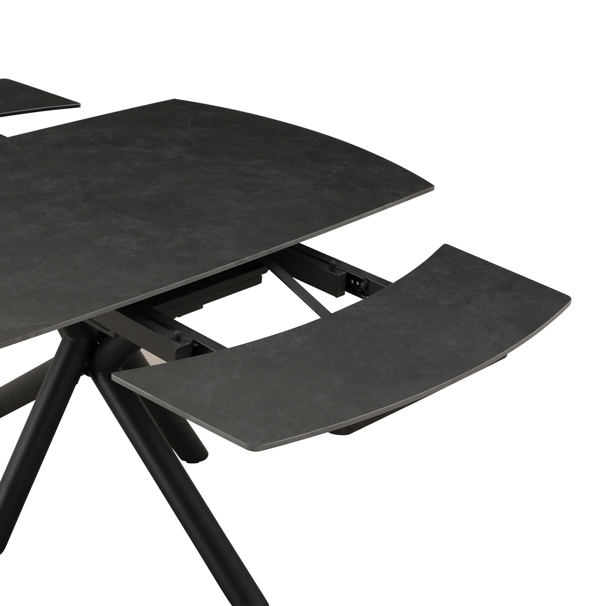 Galini 160-240cm Vik Dark Grey Sintered Stone Swivel Extending Dining Table