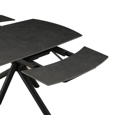 Galini 160-240cm Vik Dark Grey Sintered Stone Swivel Extending Dining Table