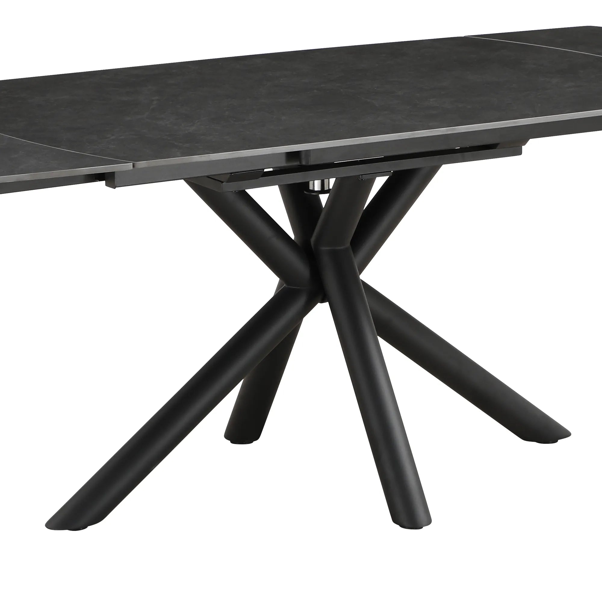Galini 160-240cm Vik Dark Grey Sintered Stone Swivel Extending Dining Table