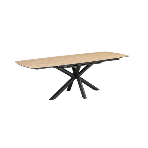 Galini 160-240cm Wood Effect Sintered Stone Swivel Extending Dining Table