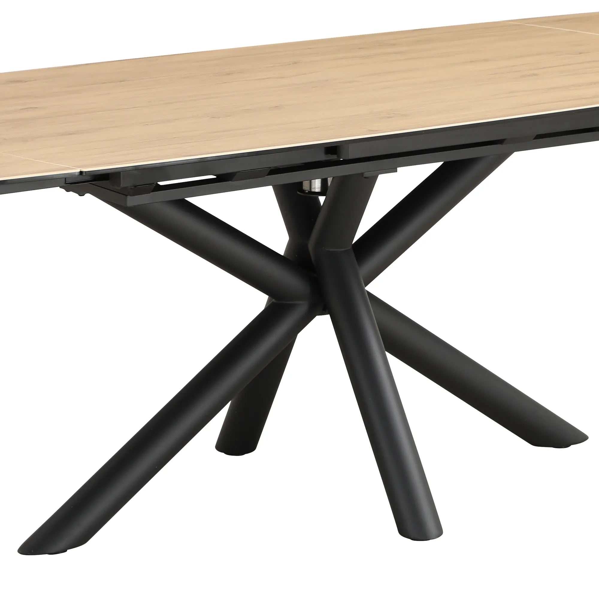 Galini 160-240cm Wood Effect Sintered Stone Swivel Extending Dining Table