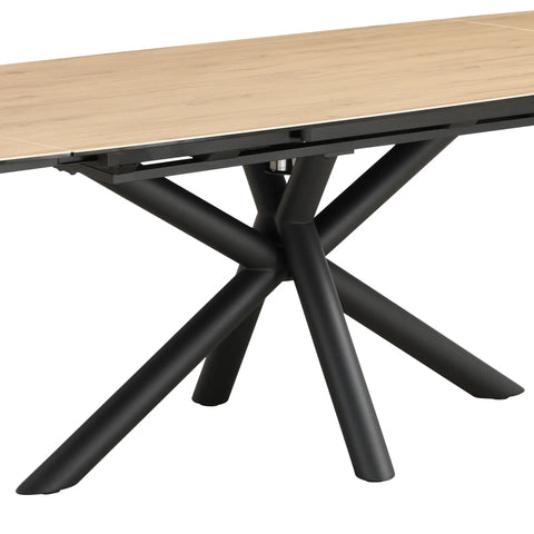 Galini 160-240cm Wood Effect Sintered Stone Swivel Extending Dining Table