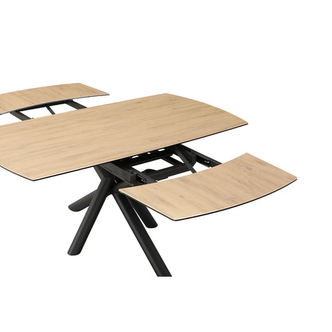 Galini 160-240cm Wood Effect Sintered Stone Swivel Extending Dining Table