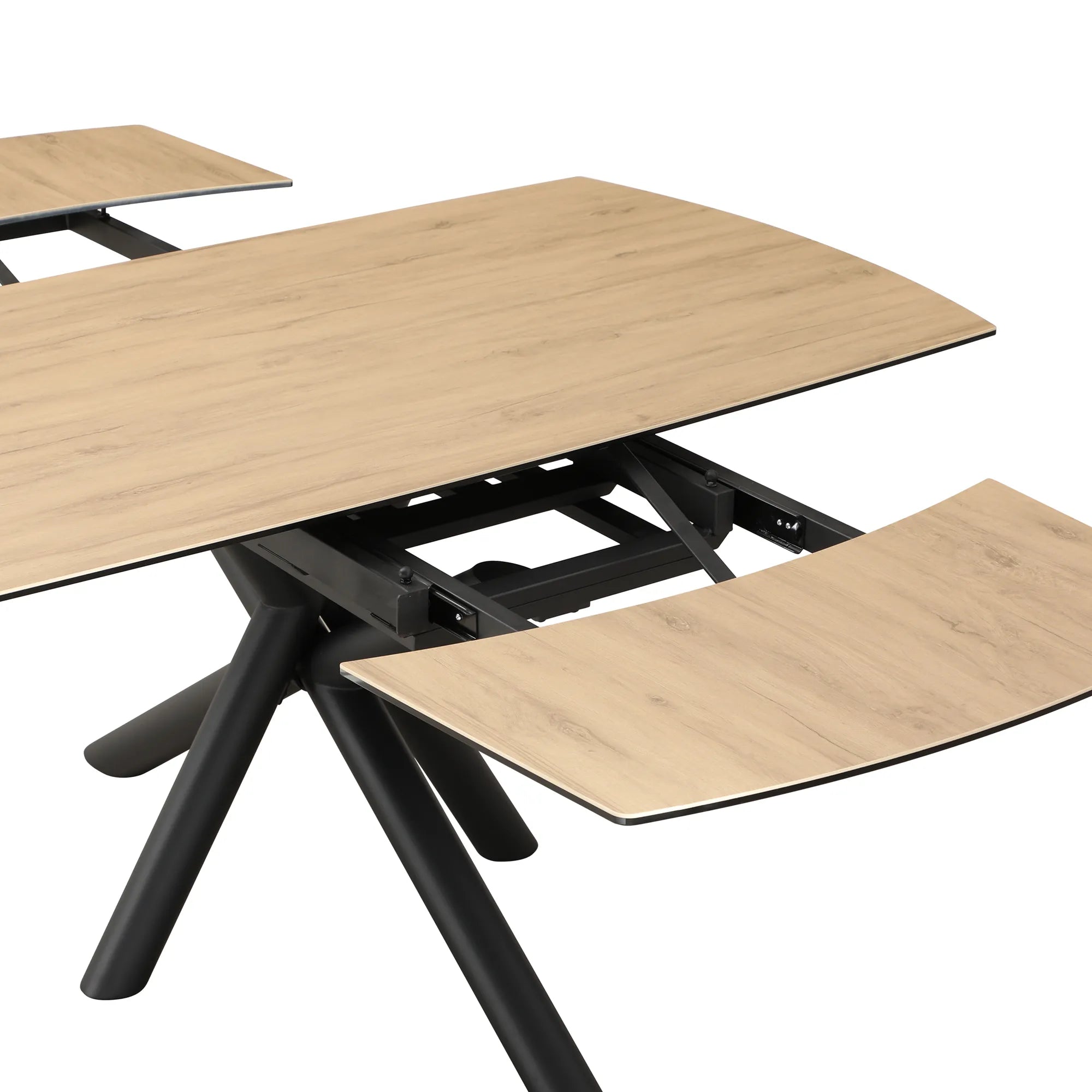Galini 160-240cm Wood Effect Sintered Stone Swivel Extending Dining Table