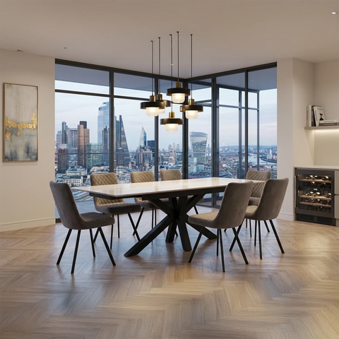 Kastonia 1.6M Muse White High Gloss Extending Dining Table