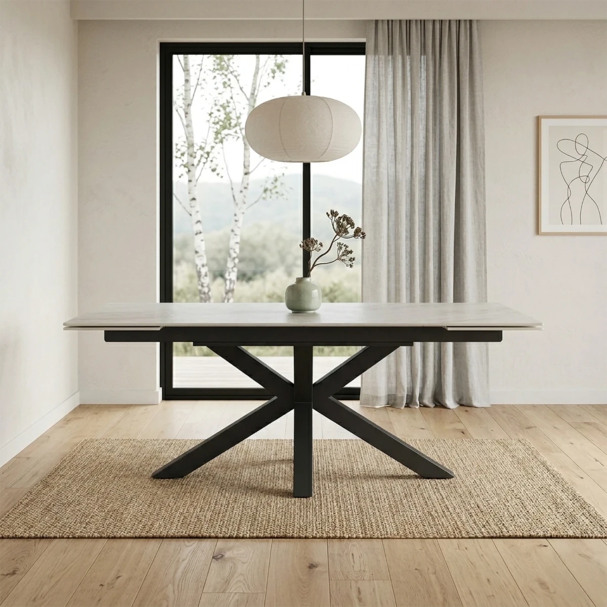 Kastonia 1.6M Muse White High Gloss Extending Dining Table