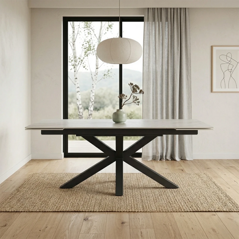 Kastonia Muse White Ceramic Extending Dining Table with Swivel Chairs<
