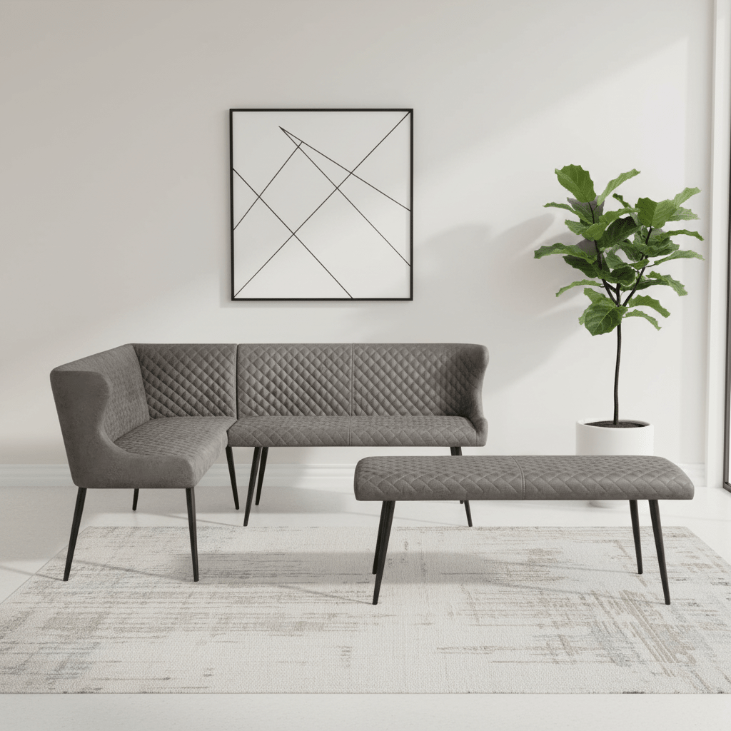 Earth Grey Corner and Backless Dining Bench Set